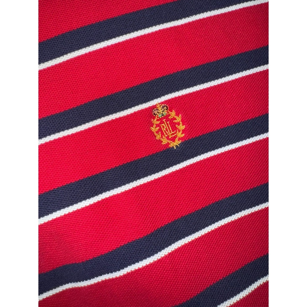 Lauren Ralph Lauren XL Striped Polo Shirt Red White Blue‎ Crest Logo - Picture 7 of 7